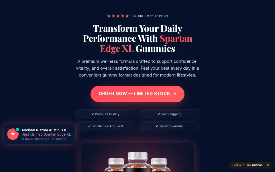 Screenshot of spartan-edge-xl-gummies.lovable.app
