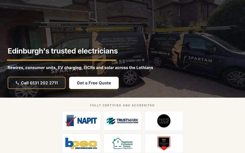 Screenshot of spartanelectricalscotland.com