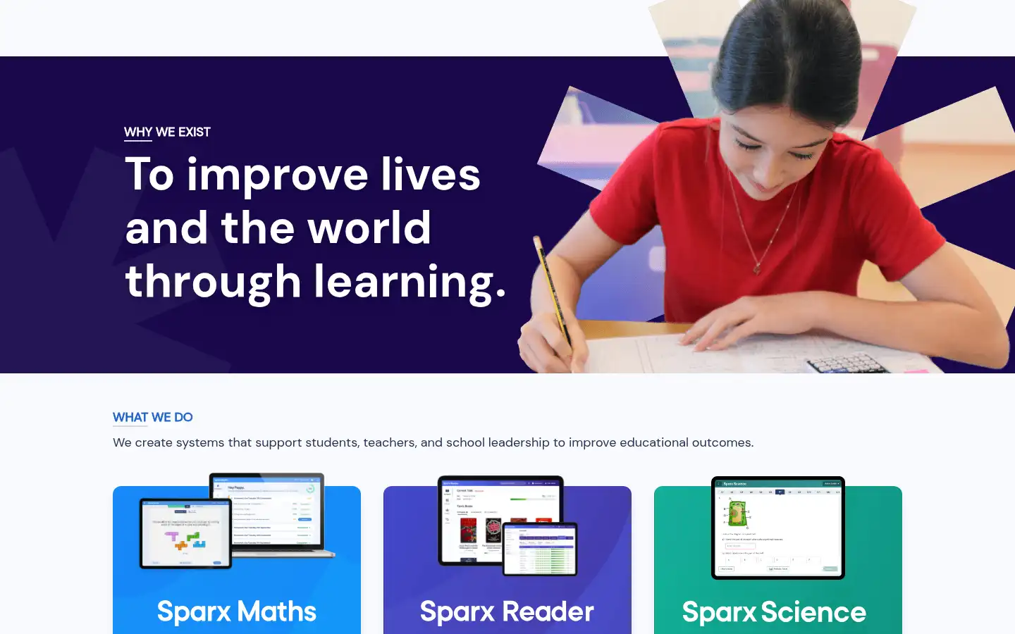 Screenshot of sparx-learning.com