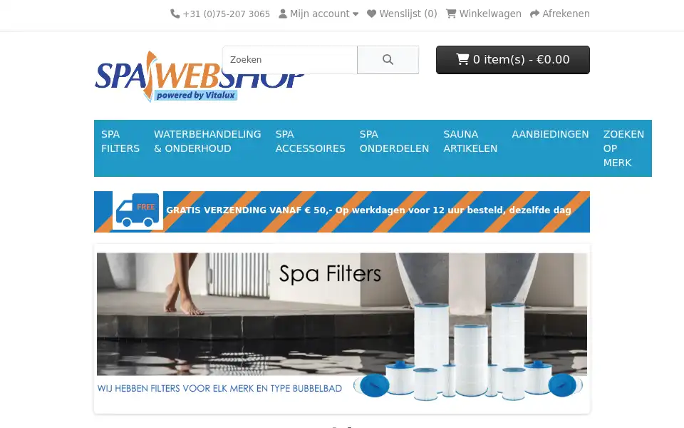 Screenshot of spawebshop.com