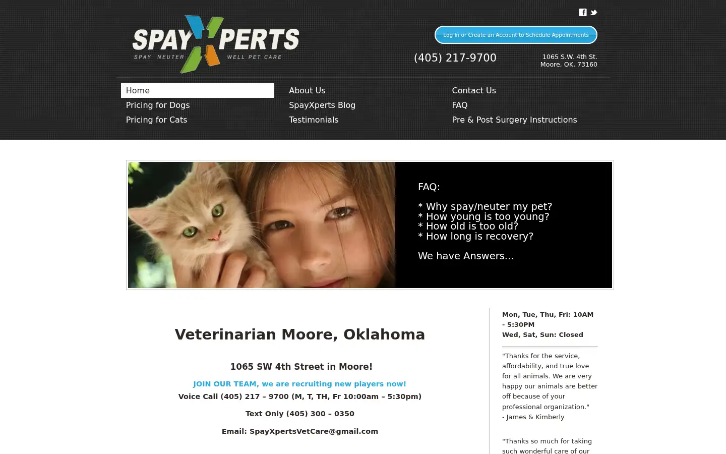 Screenshot of spayxperts.com