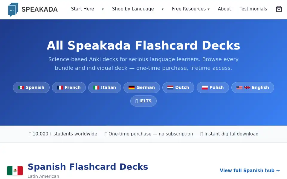Screenshot of speakada.com