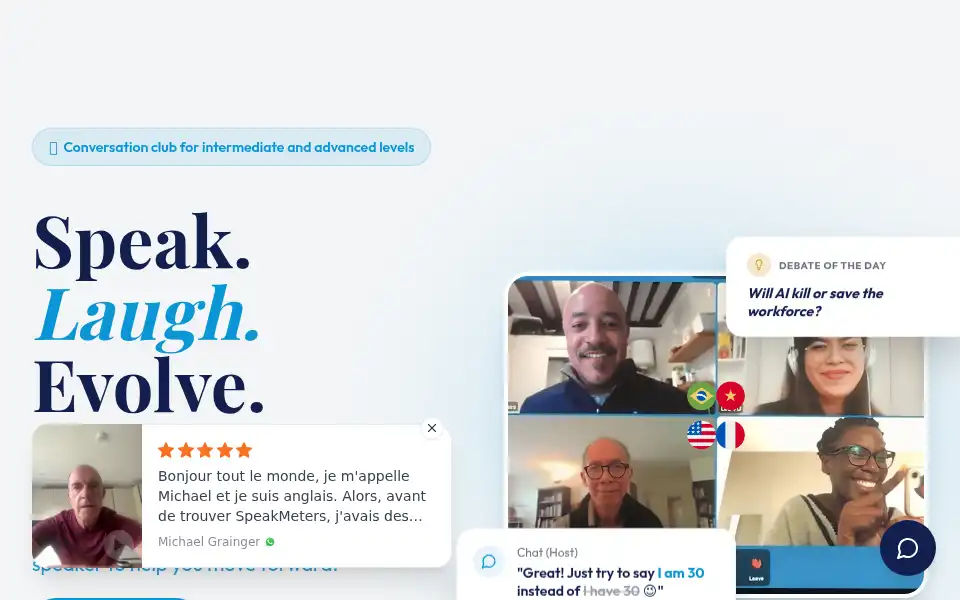 Screenshot of speakmeeters.com
