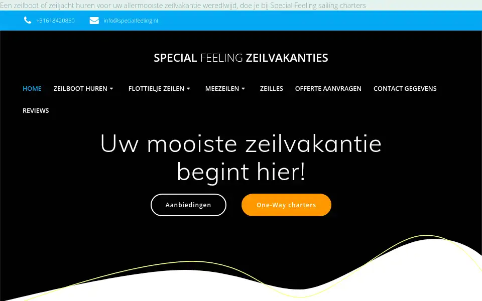 Screenshot of specialfeelingzeilvakanties.nl