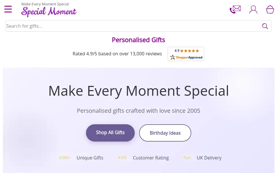 Screenshot of specialmoment.co.uk