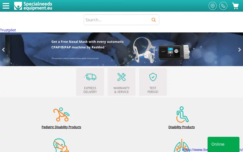 Screenshot of specialneedsequipment.eu