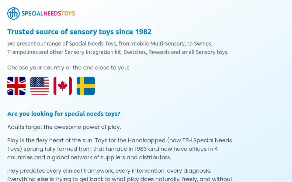 Screenshot of specialneedstoys.com