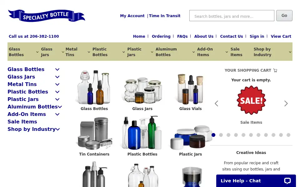 Screenshot of specialtybottle.com