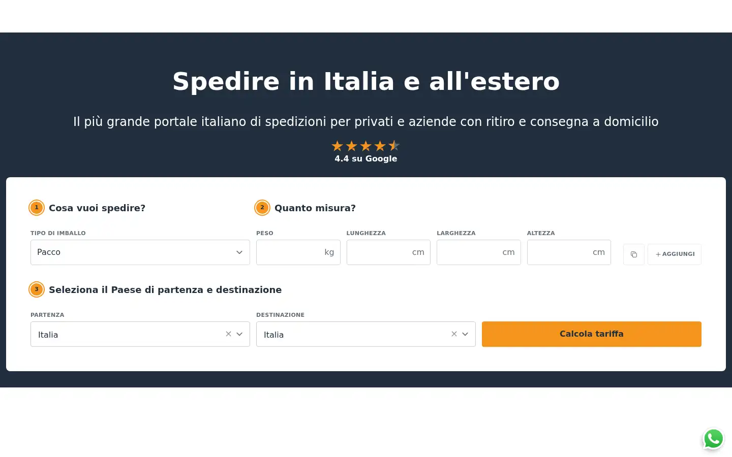 Screenshot of spediresubito.com