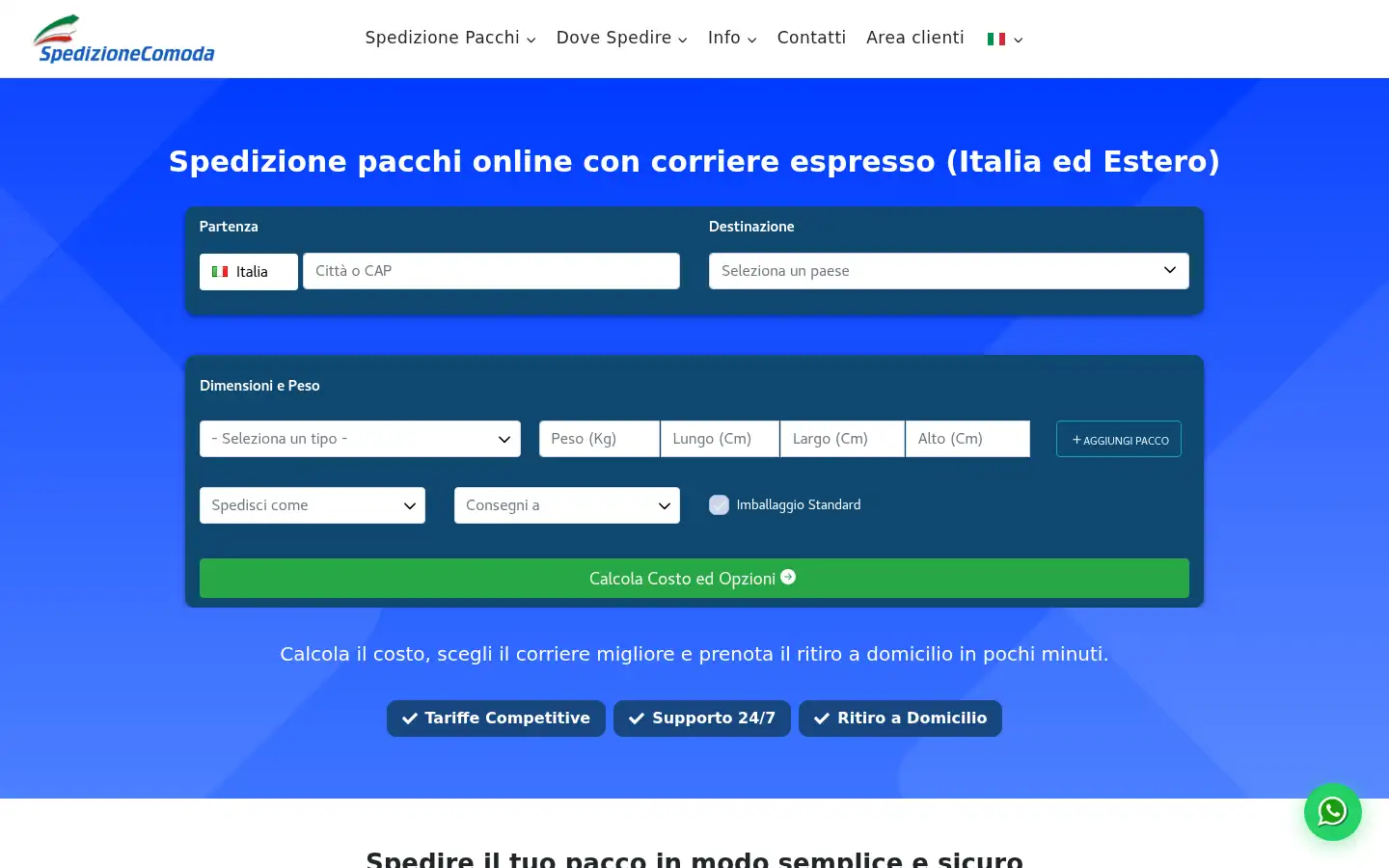Screenshot of spedizionecomoda.it