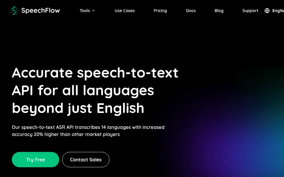 Screenshot of speechflow.io