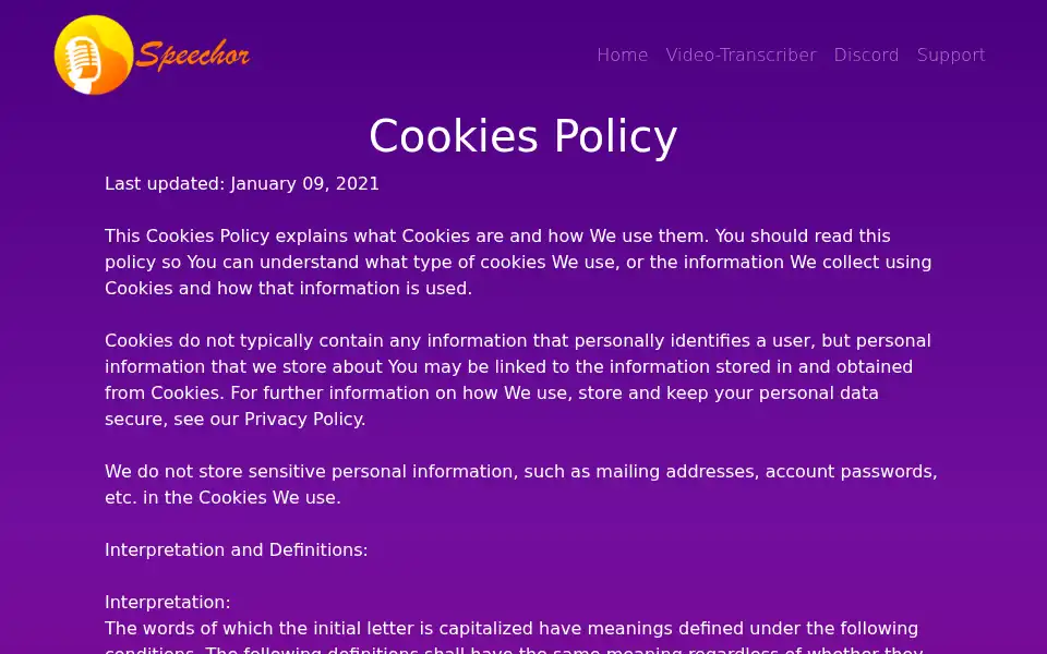 Screenshot of speechor.com