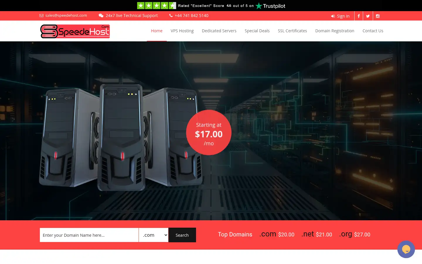 Screenshot of speedehost.com