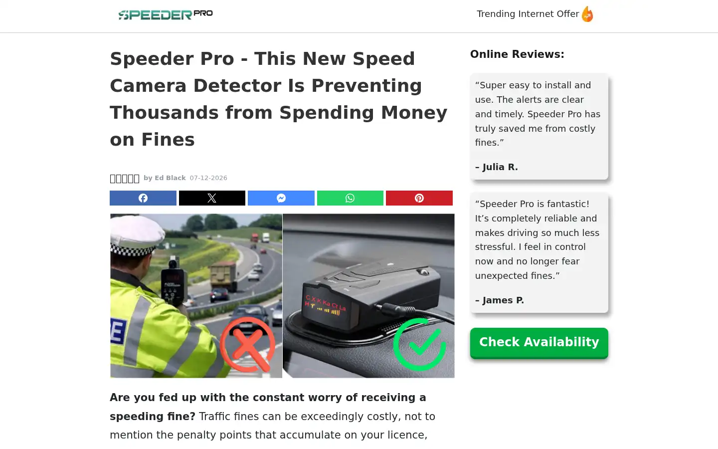 Screenshot of speederproradar.com