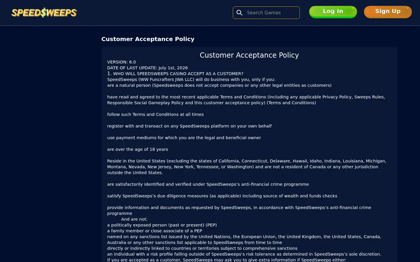 Screenshot of speedsweeps.com