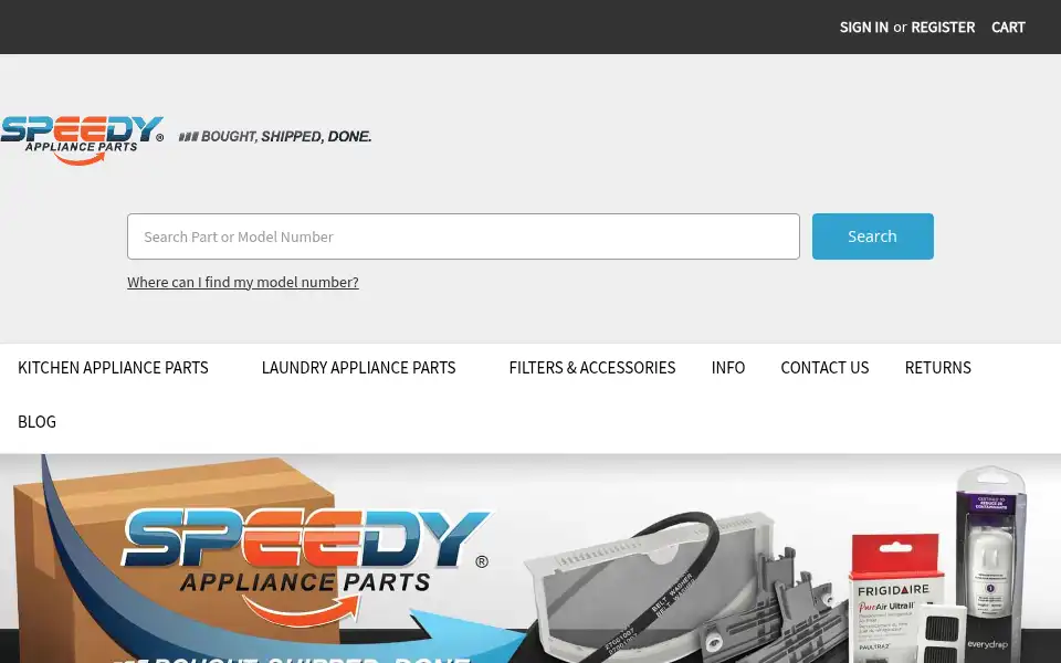 Screenshot of speedyapplianceparts.com