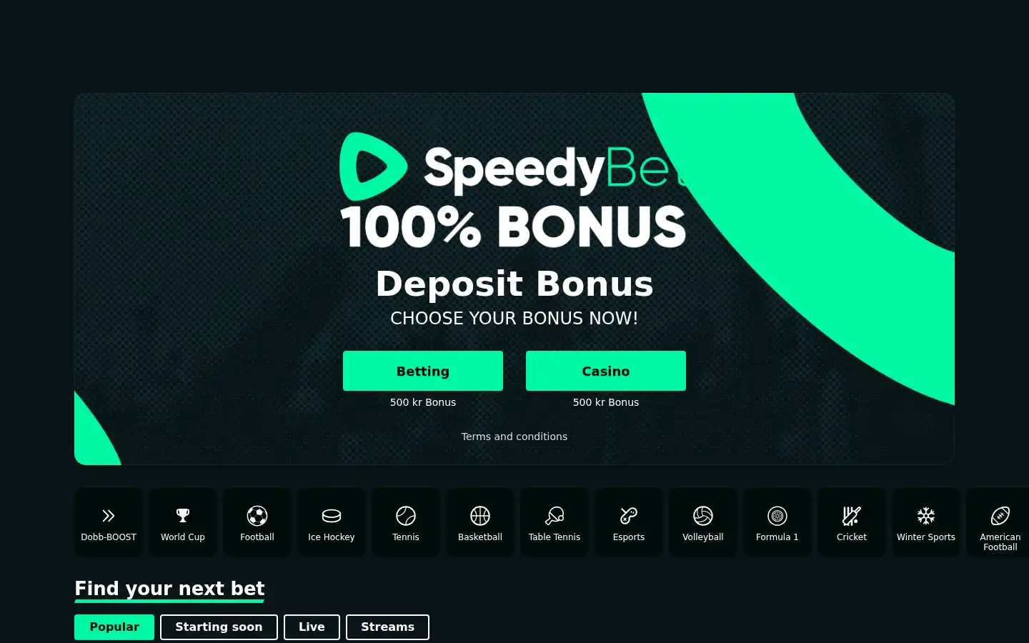 Screenshot of speedybet.com