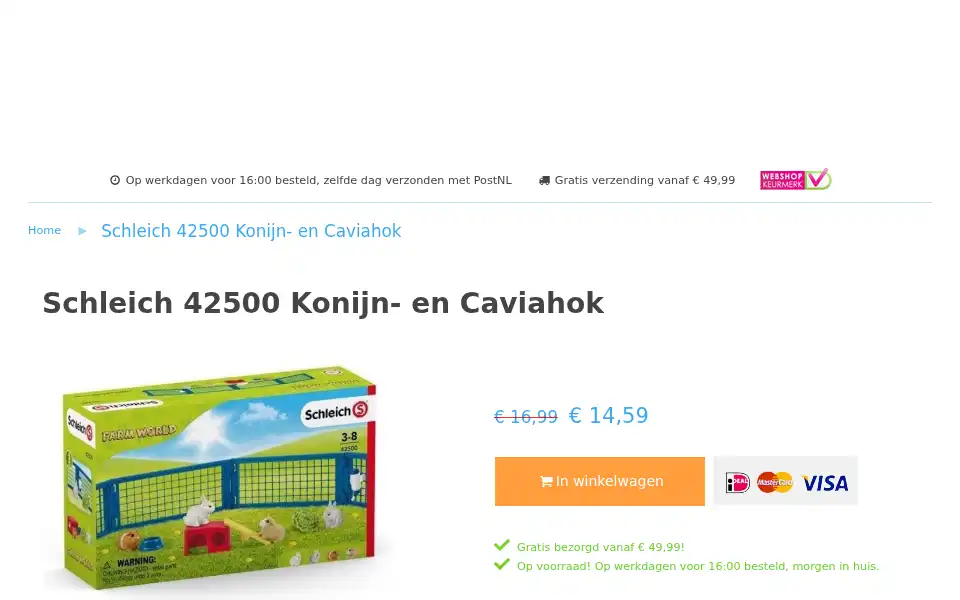 Screenshot of speelgoeddieren.nl