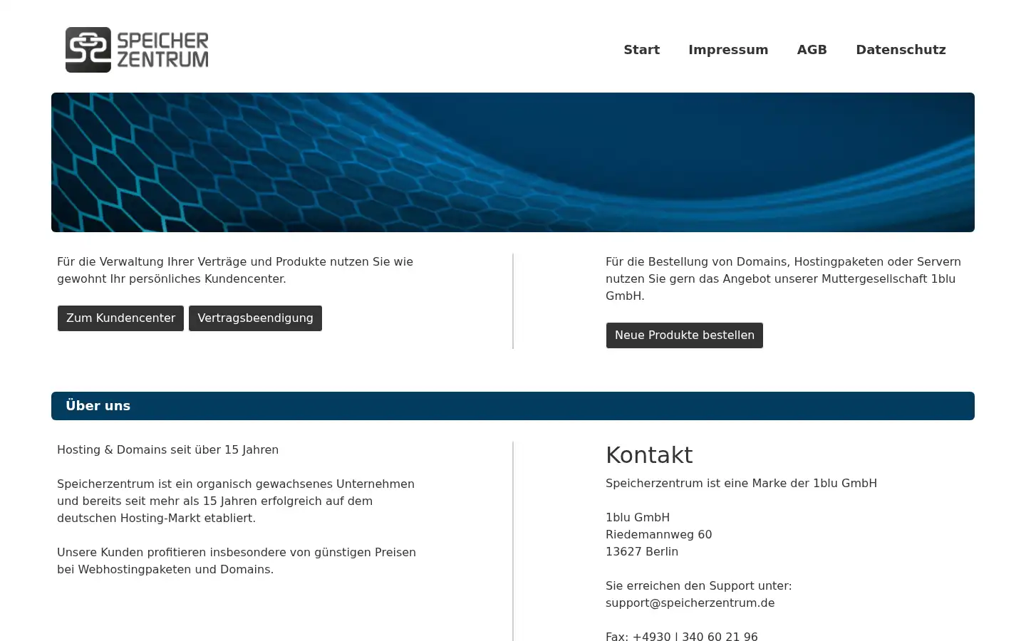Screenshot of speicherzentrum.de