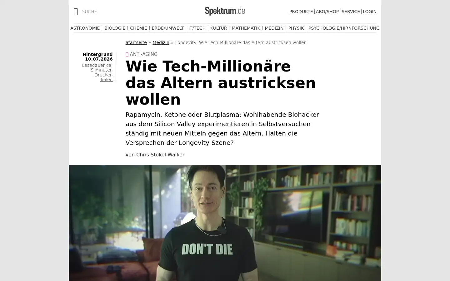 Screenshot of spektrum.de