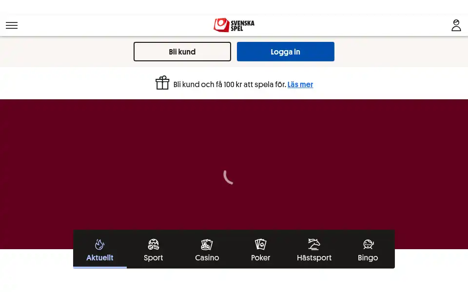 Screenshot of spela.svenskaspel.se