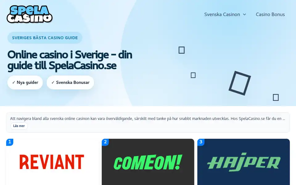 Screenshot of spelacasino.se