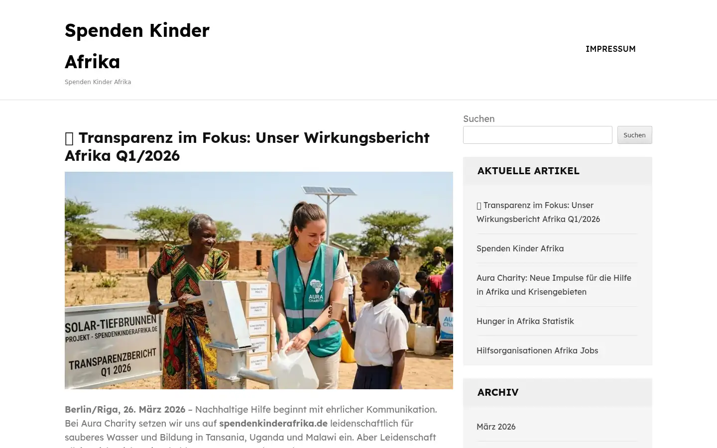 Screenshot of spendenkinderafrika.de