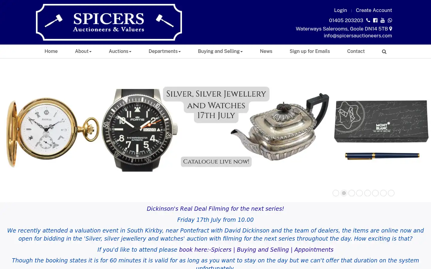 Screenshot of spicersauctioneers.com