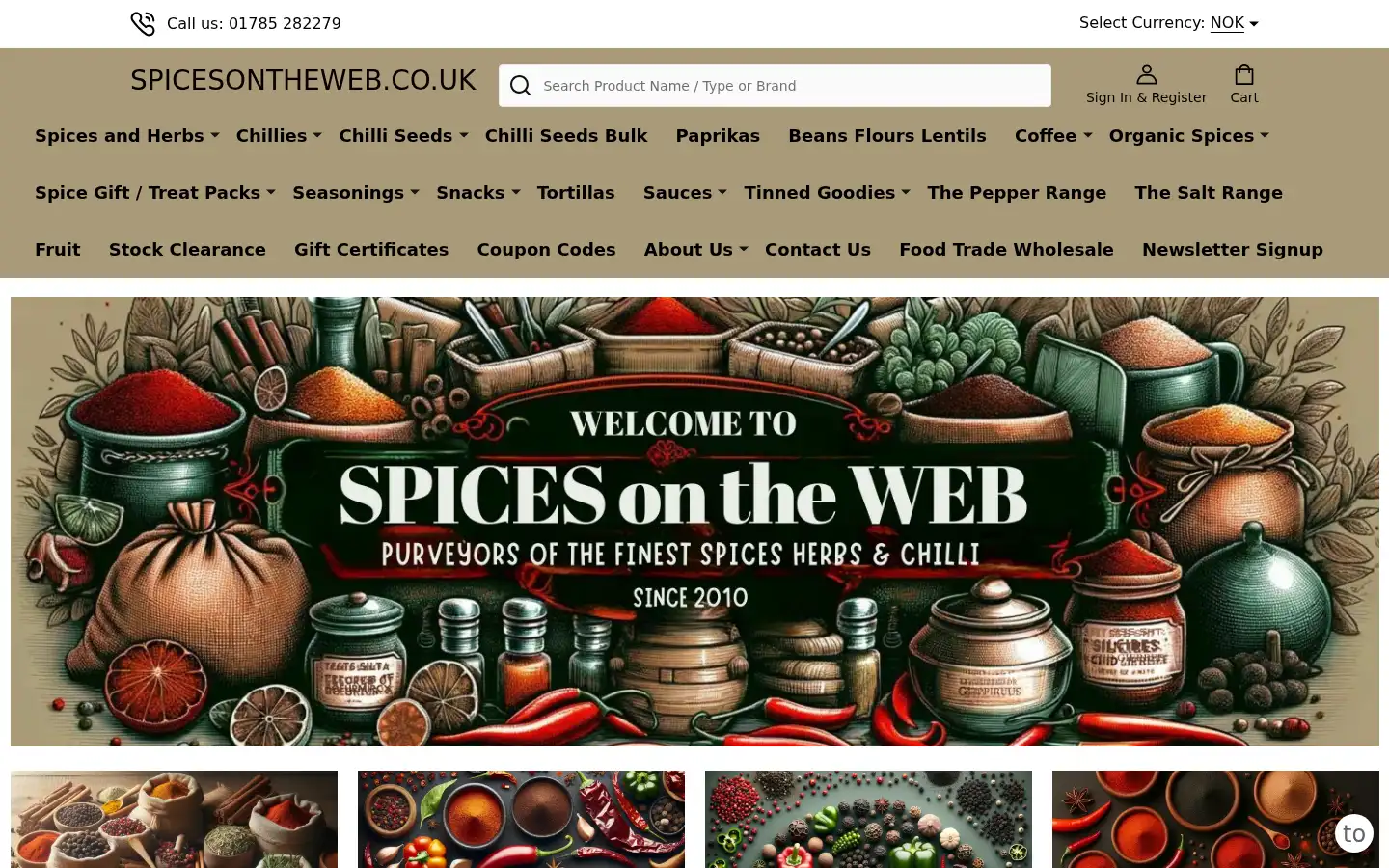 Screenshot of spicesontheweb.co.uk