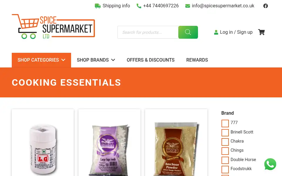 Screenshot of spicesupermarket.co.uk