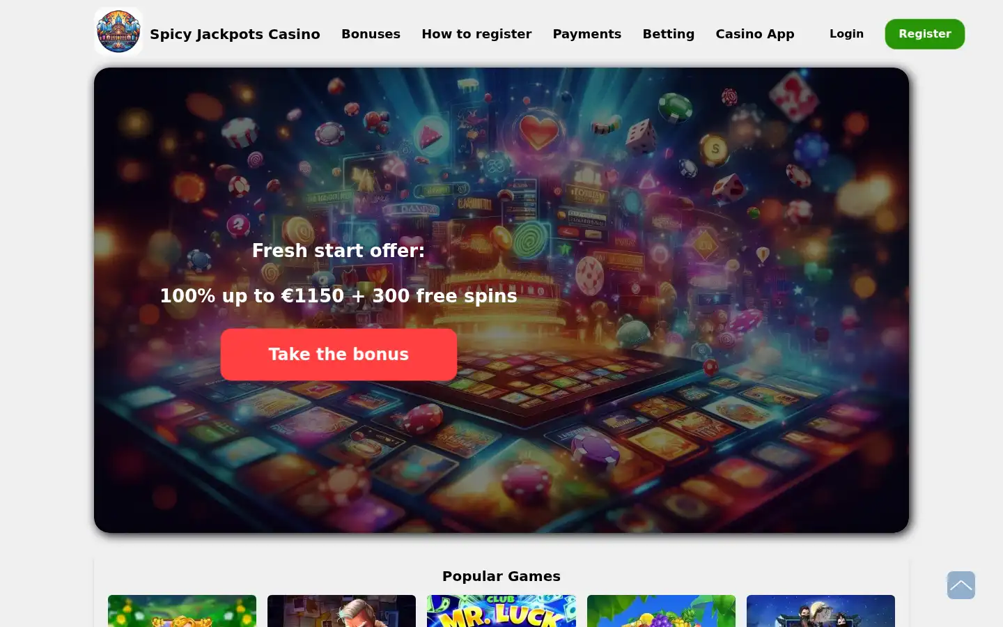 Screenshot of spicyjackpotscasino.com