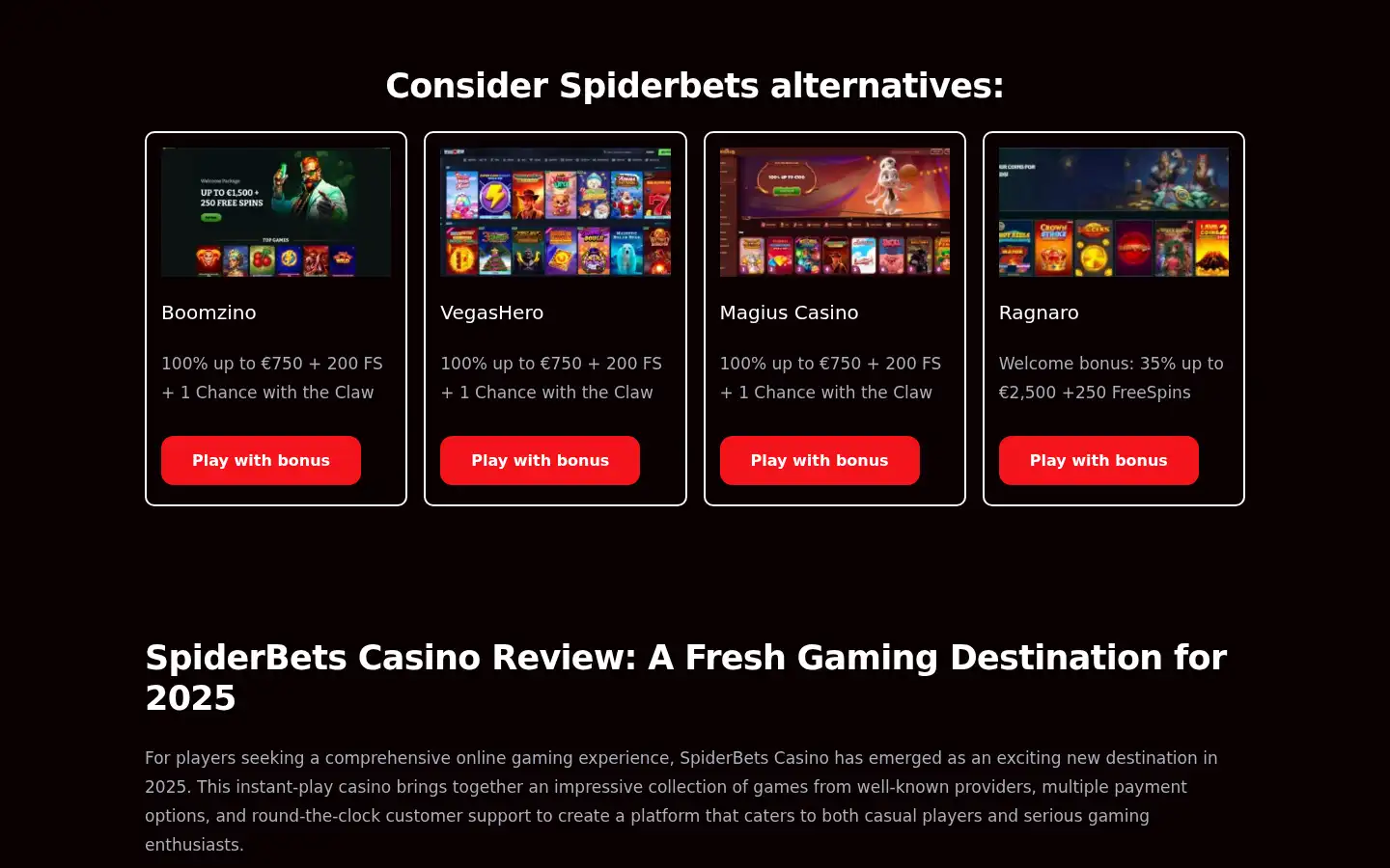 Screenshot of spiderbets.net