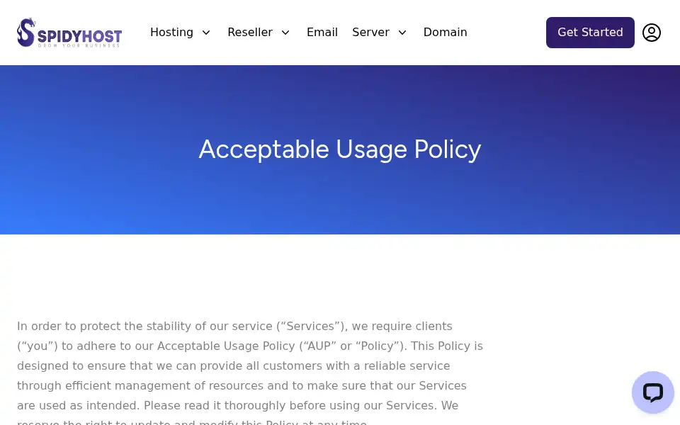 Screenshot of spidyhost.com