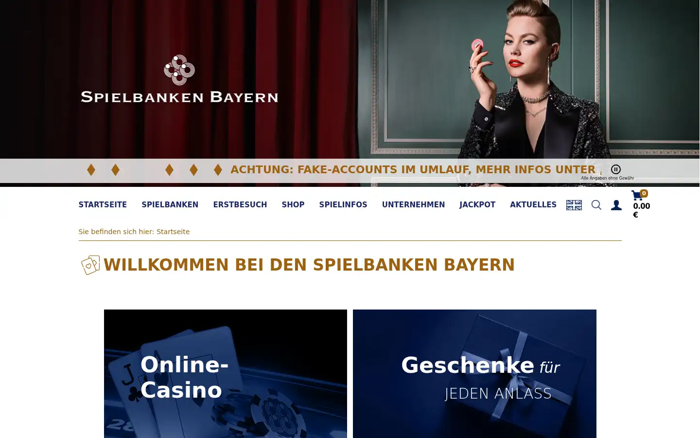 Screenshot of spielbankenbayern.de
