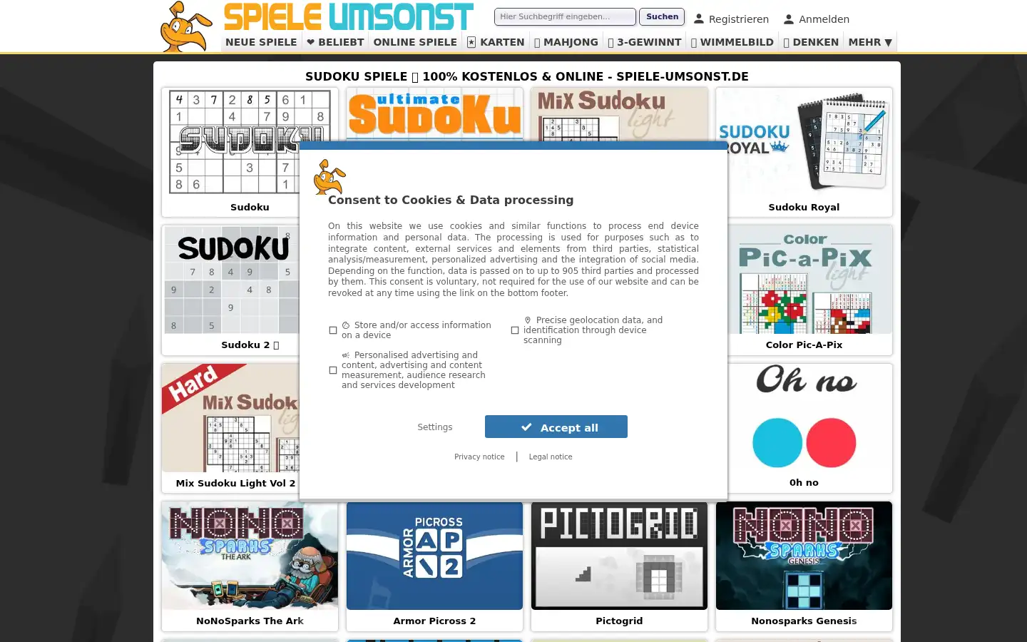 Screenshot of spiele-umsonst.de