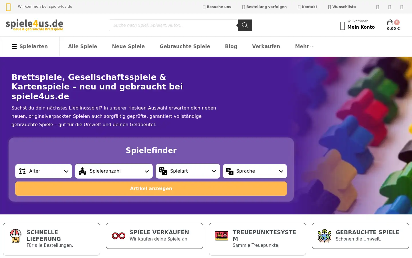 Screenshot of spiele4us.de