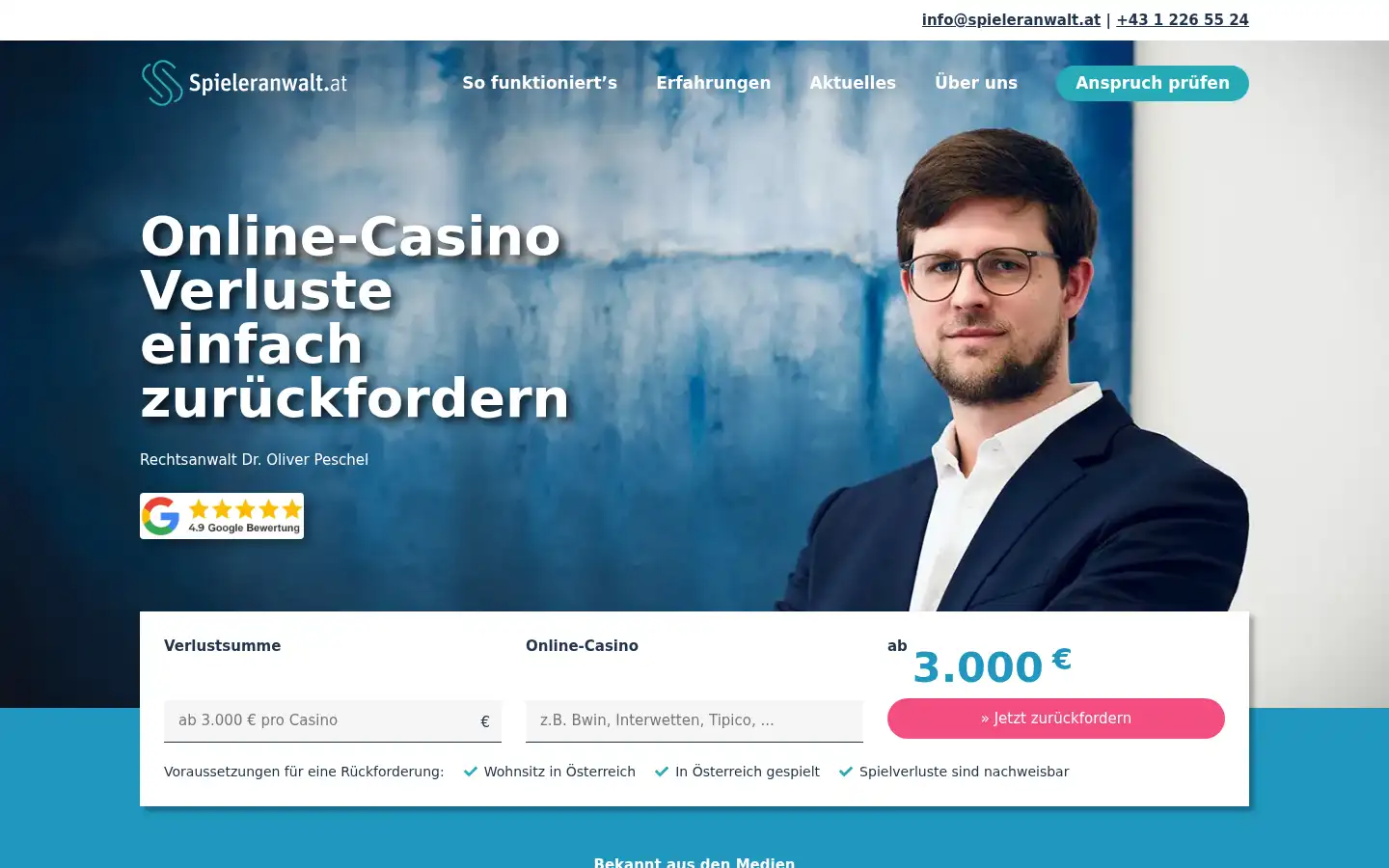 Screenshot of spieleranwalt.at