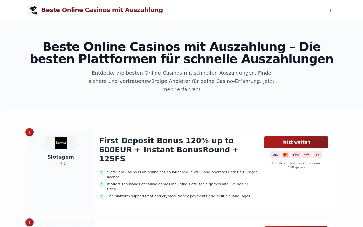 Screenshot of spiellotse.net
