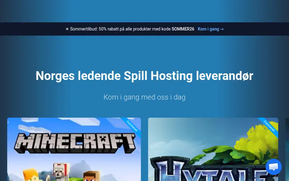 Screenshot of spillhosting.no