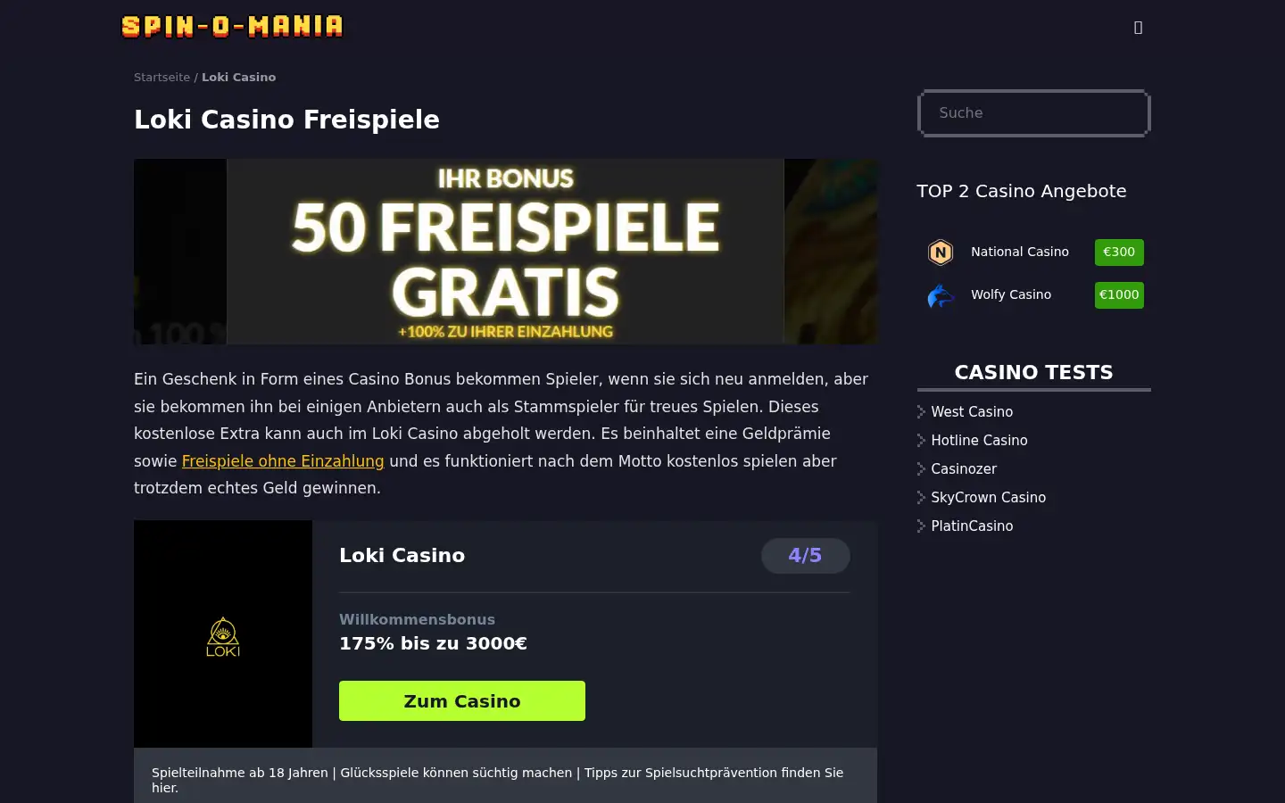Screenshot of spin-o-mania.com