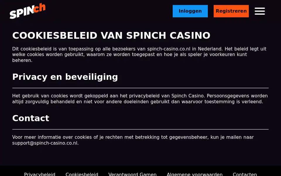 Screenshot of spinch-casino.co.nl