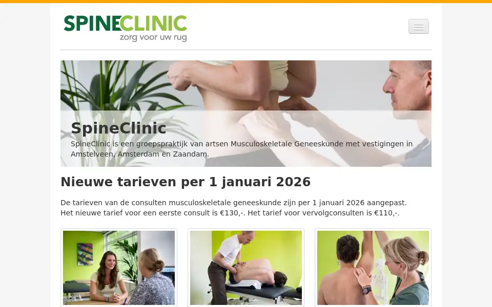 Screenshot of spineclinic.nl