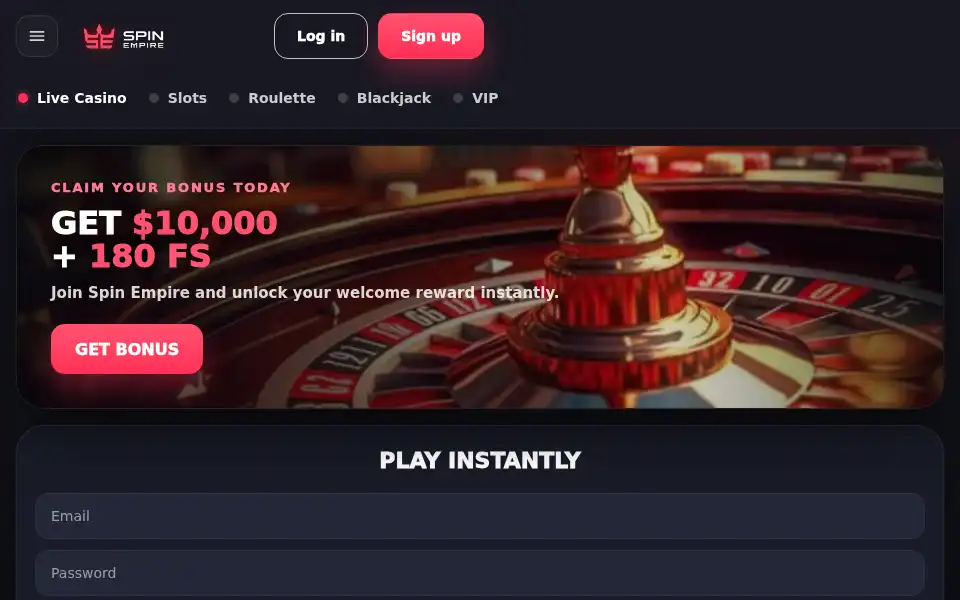 Screenshot of spinempirecasino.me