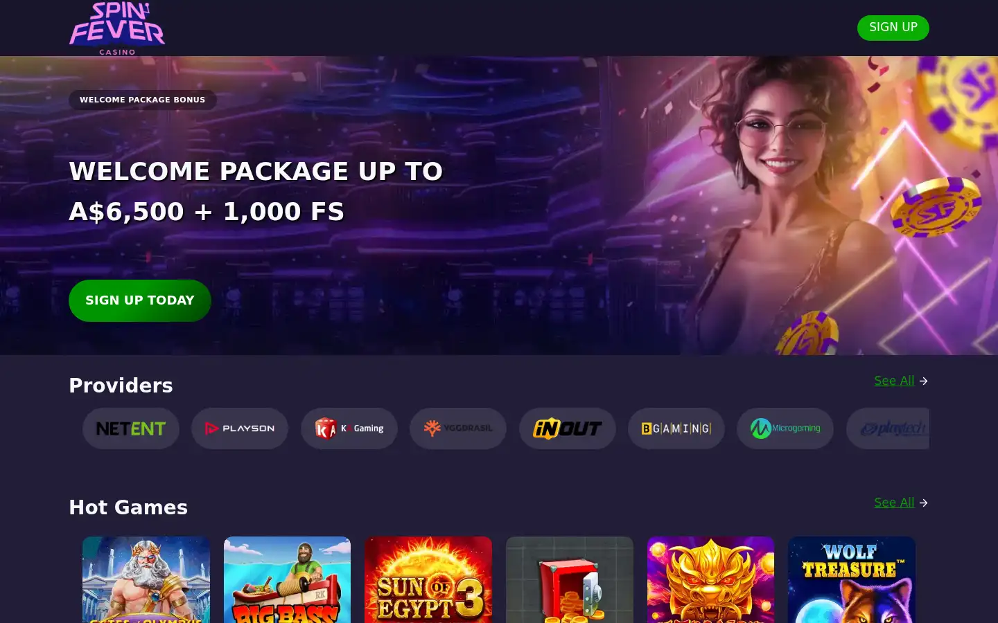 Screenshot of spinfever-au.com