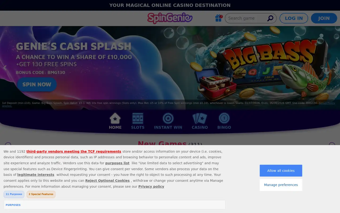 Screenshot of spingenie.com