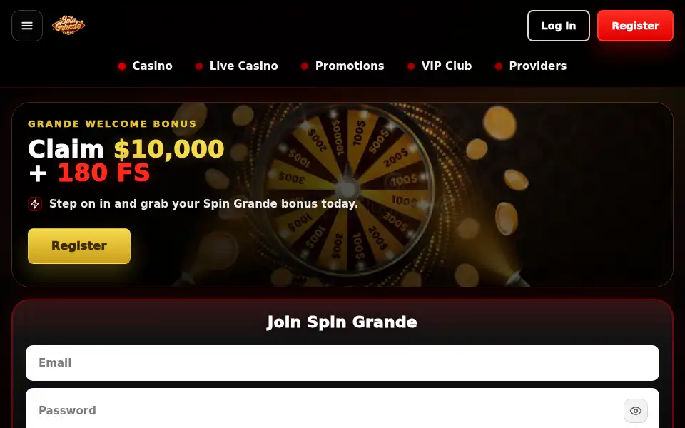 Screenshot of spingrandecasino.site