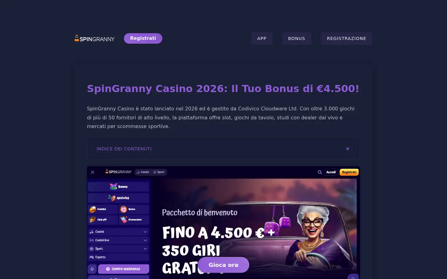 Screenshot of spingrannycasino.it.com