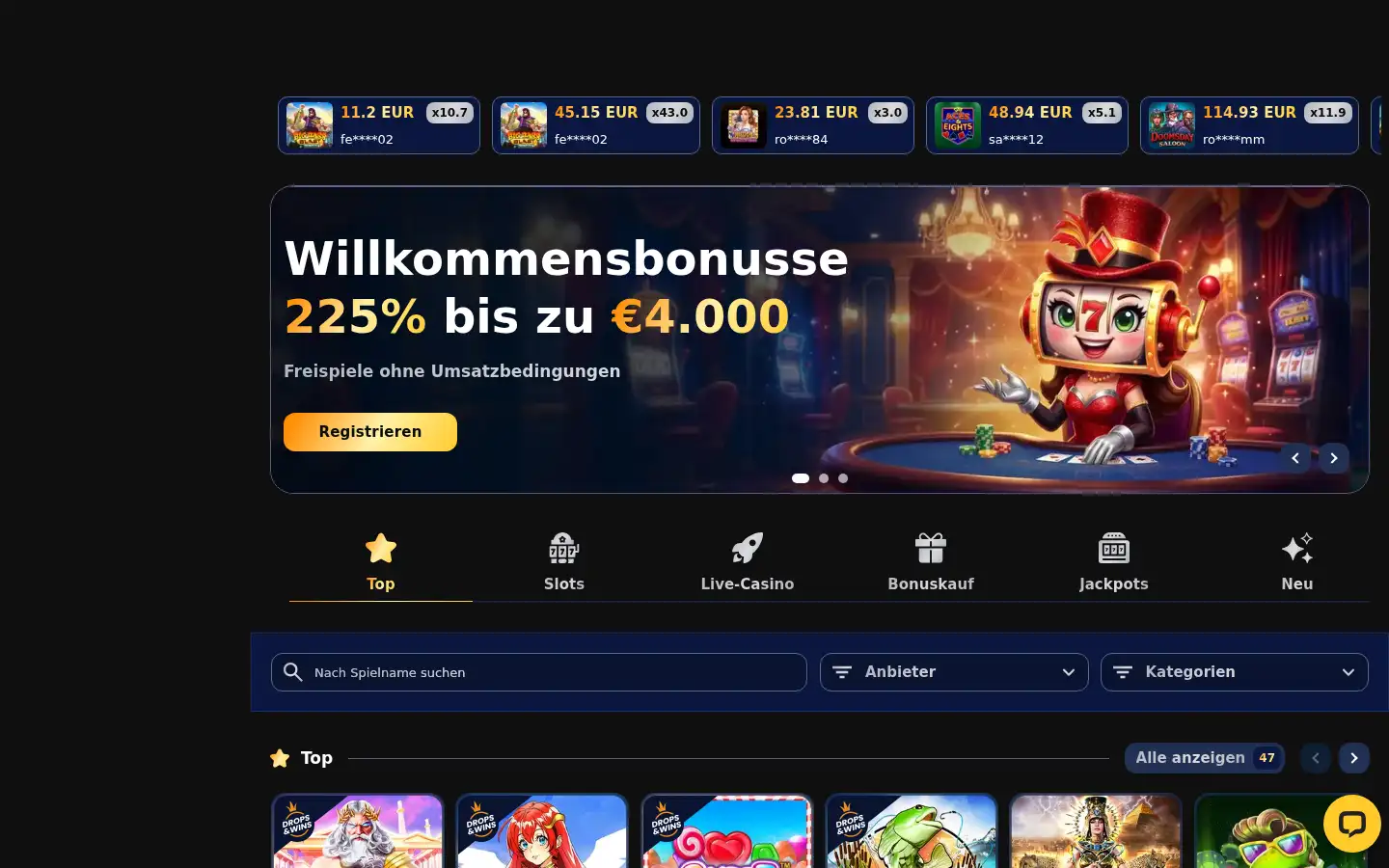 Screenshot of spinitaofficial.de
