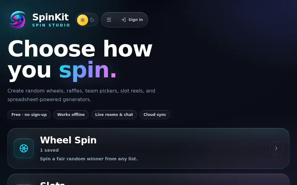 Screenshot of spinkit.org