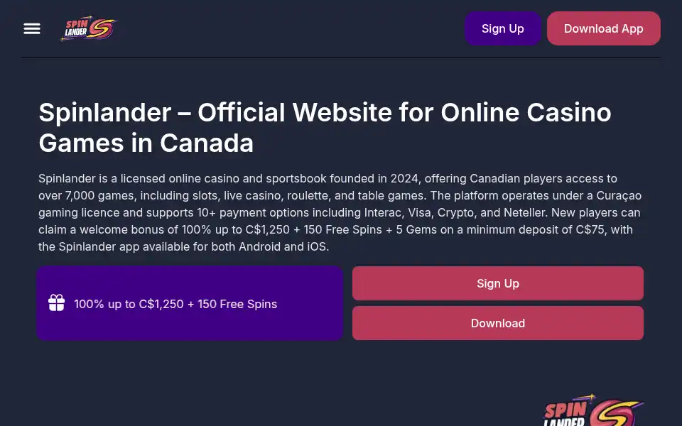 Screenshot of spinlander-online.com